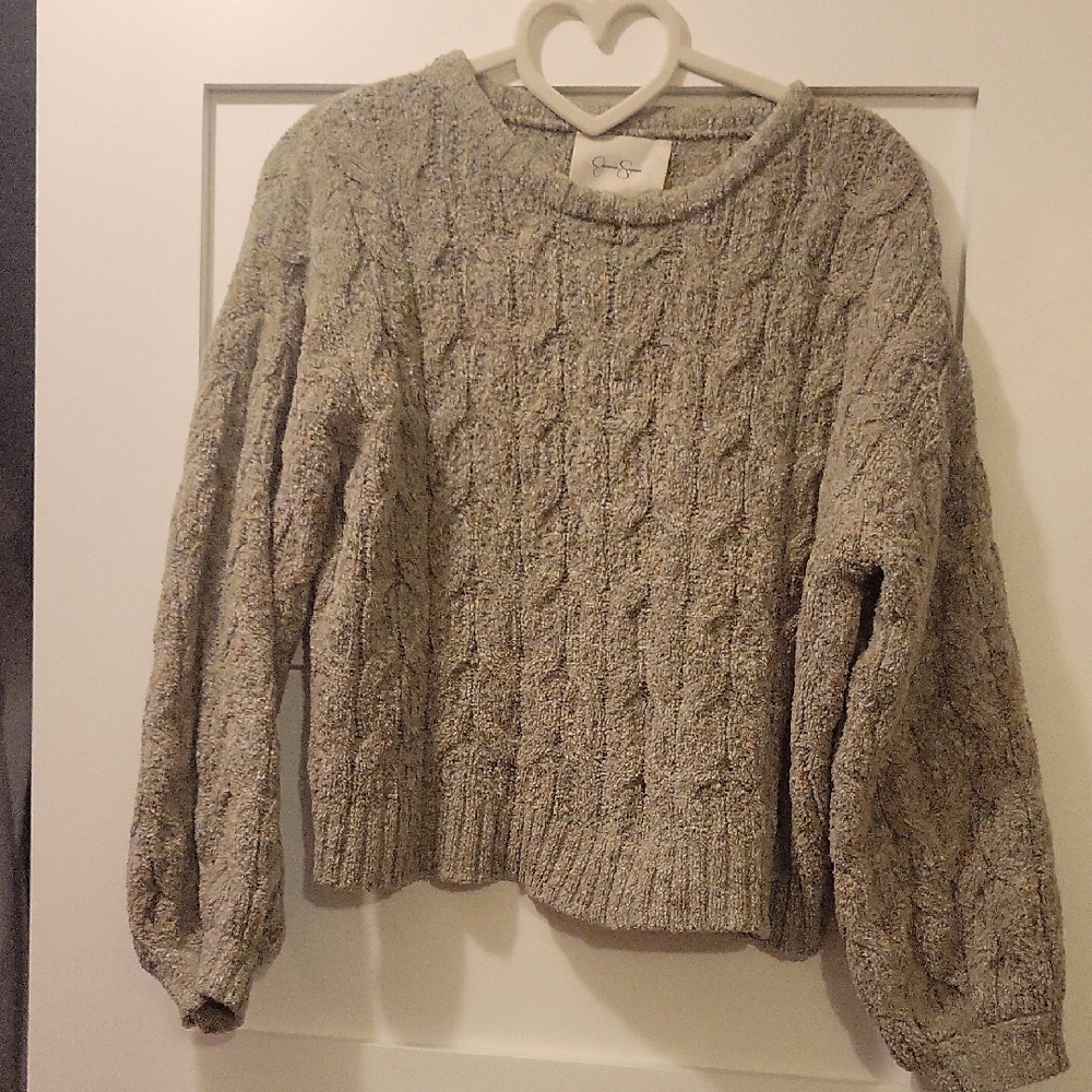 Cozy Gray Cable Knit Sweater